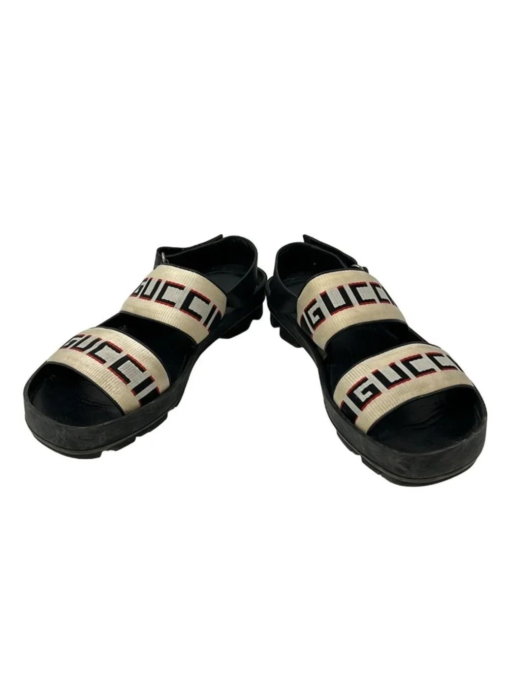 Gucci Sandals Ivory Black Red Leather